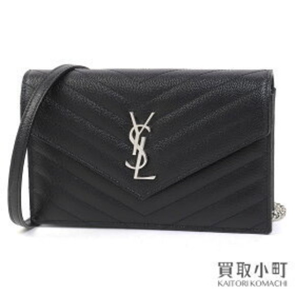 Saint Laurent Cassandra Chain Bag Depoudre Black Calfskin Crossbody - Picture 1 of 9